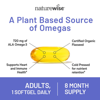 Flaxseed Oil 1200Mg - Organic, Cold Pressed - 30 Softgels[30-Day Supply]