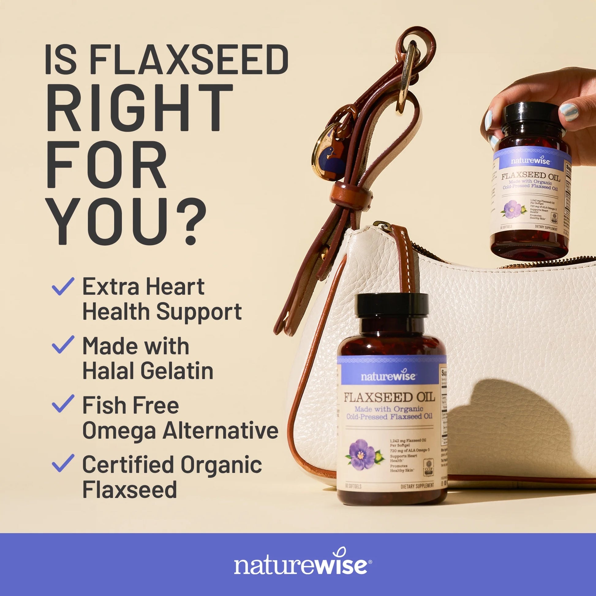 Flaxseed Oil 1200Mg - Organic, Cold Pressed - 30 Softgels[30-Day Supply]