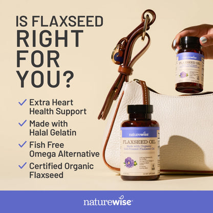 Flaxseed Oil 1200Mg - Organic, Cold Pressed - 30 Softgels[30-Day Supply]